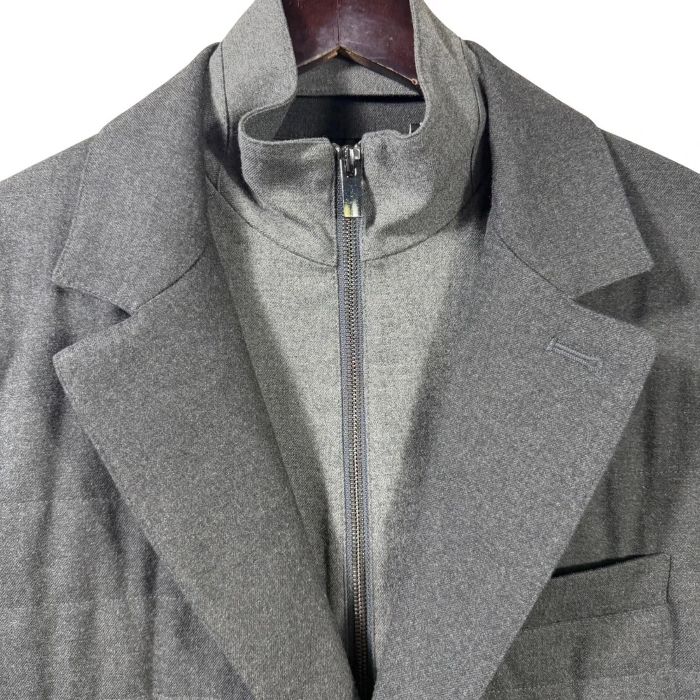 Murano‎ Slim Fit Blazer Jacket Removable Zip Vest S Gray Quilted Hybrid Coat